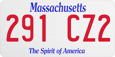 MA license plate 291CZ2