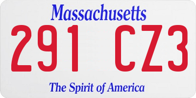MA license plate 291CZ3