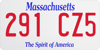 MA license plate 291CZ5