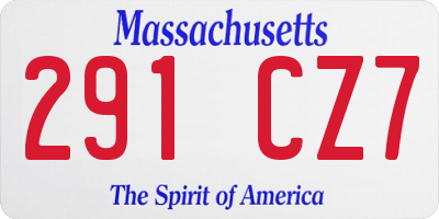 MA license plate 291CZ7