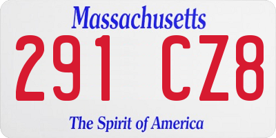 MA license plate 291CZ8