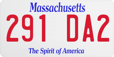 MA license plate 291DA2
