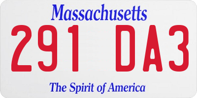 MA license plate 291DA3