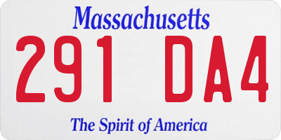 MA license plate 291DA4