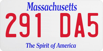 MA license plate 291DA5