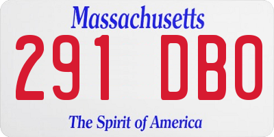 MA license plate 291DB0