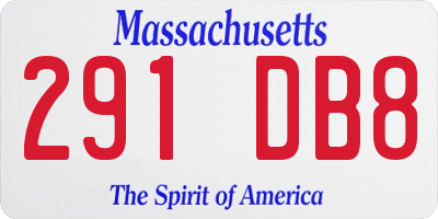 MA license plate 291DB8