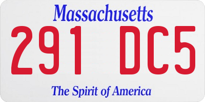 MA license plate 291DC5