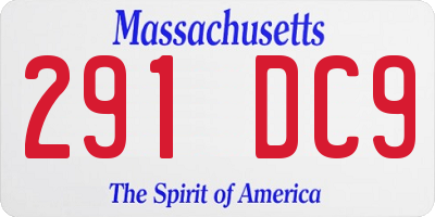 MA license plate 291DC9