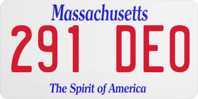 MA license plate 291DE0