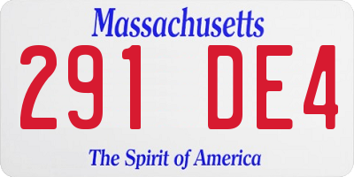 MA license plate 291DE4
