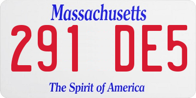 MA license plate 291DE5