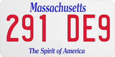 MA license plate 291DE9