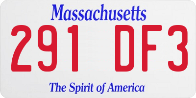 MA license plate 291DF3