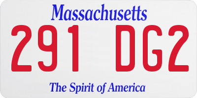 MA license plate 291DG2
