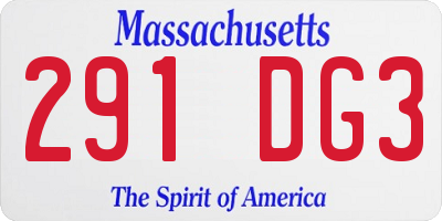MA license plate 291DG3
