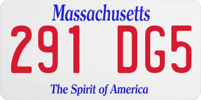MA license plate 291DG5