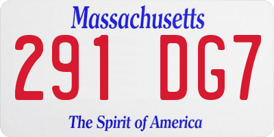 MA license plate 291DG7