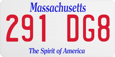 MA license plate 291DG8
