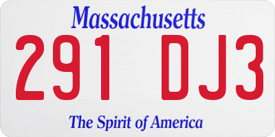 MA license plate 291DJ3