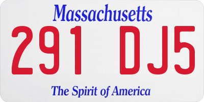 MA license plate 291DJ5
