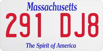 MA license plate 291DJ8