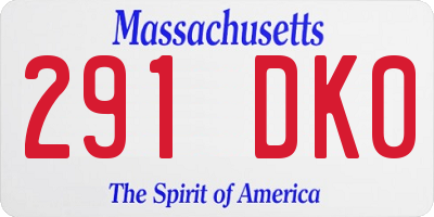 MA license plate 291DK0