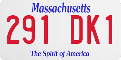 MA license plate 291DK1