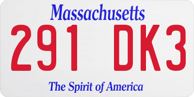 MA license plate 291DK3