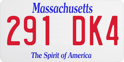 MA license plate 291DK4