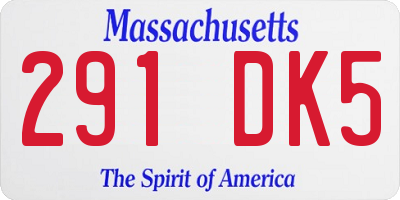 MA license plate 291DK5