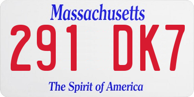 MA license plate 291DK7