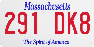 MA license plate 291DK8