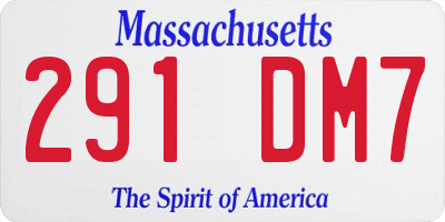 MA license plate 291DM7