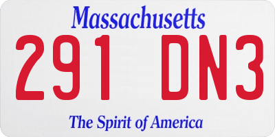 MA license plate 291DN3