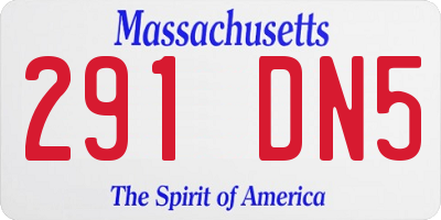 MA license plate 291DN5