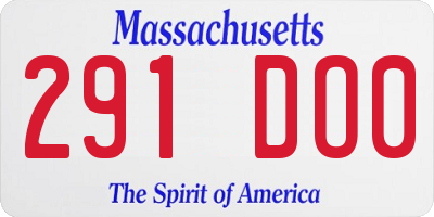 MA license plate 291DO0