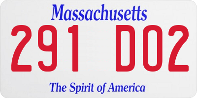 MA license plate 291DO2
