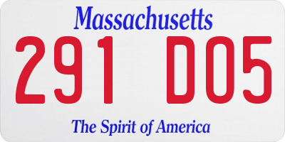 MA license plate 291DO5
