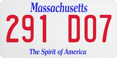 MA license plate 291DO7