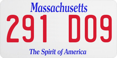 MA license plate 291DO9