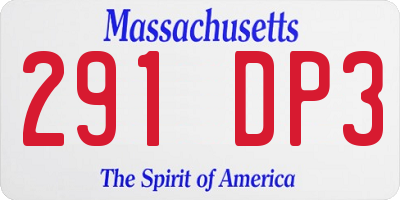MA license plate 291DP3