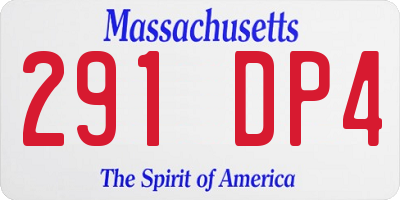 MA license plate 291DP4