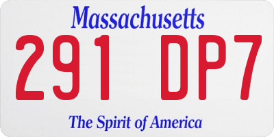 MA license plate 291DP7