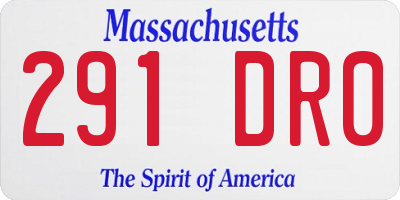 MA license plate 291DR0