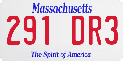 MA license plate 291DR3
