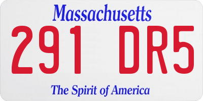MA license plate 291DR5