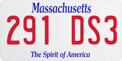 MA license plate 291DS3