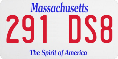 MA license plate 291DS8