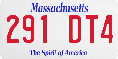 MA license plate 291DT4